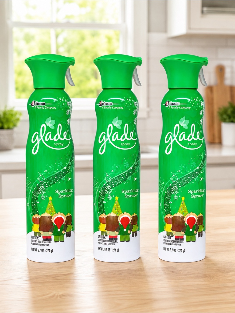New Three (3) Glade Spray Sparkling SPRUCE Winter Collection 9.7 oz Spray Cans